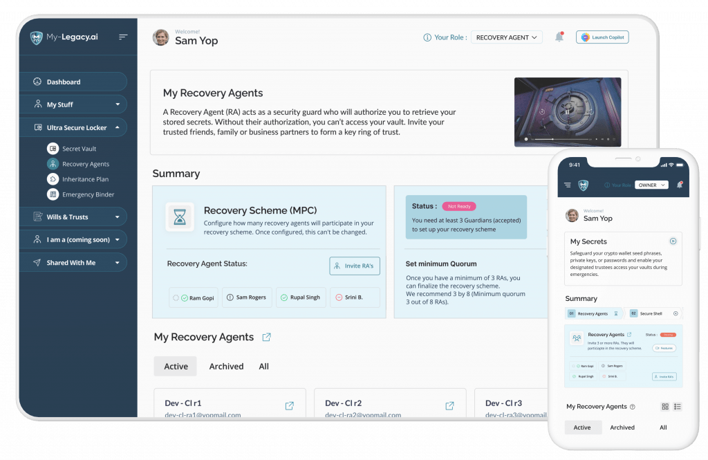 Interactive dashboard mockup showcasing asset portfolio management, file vault storage, intuitive navigation, responsive UI design, real-time data visualization, and smooth animations, ideal for modern user-friendly UIUX design inspiration.