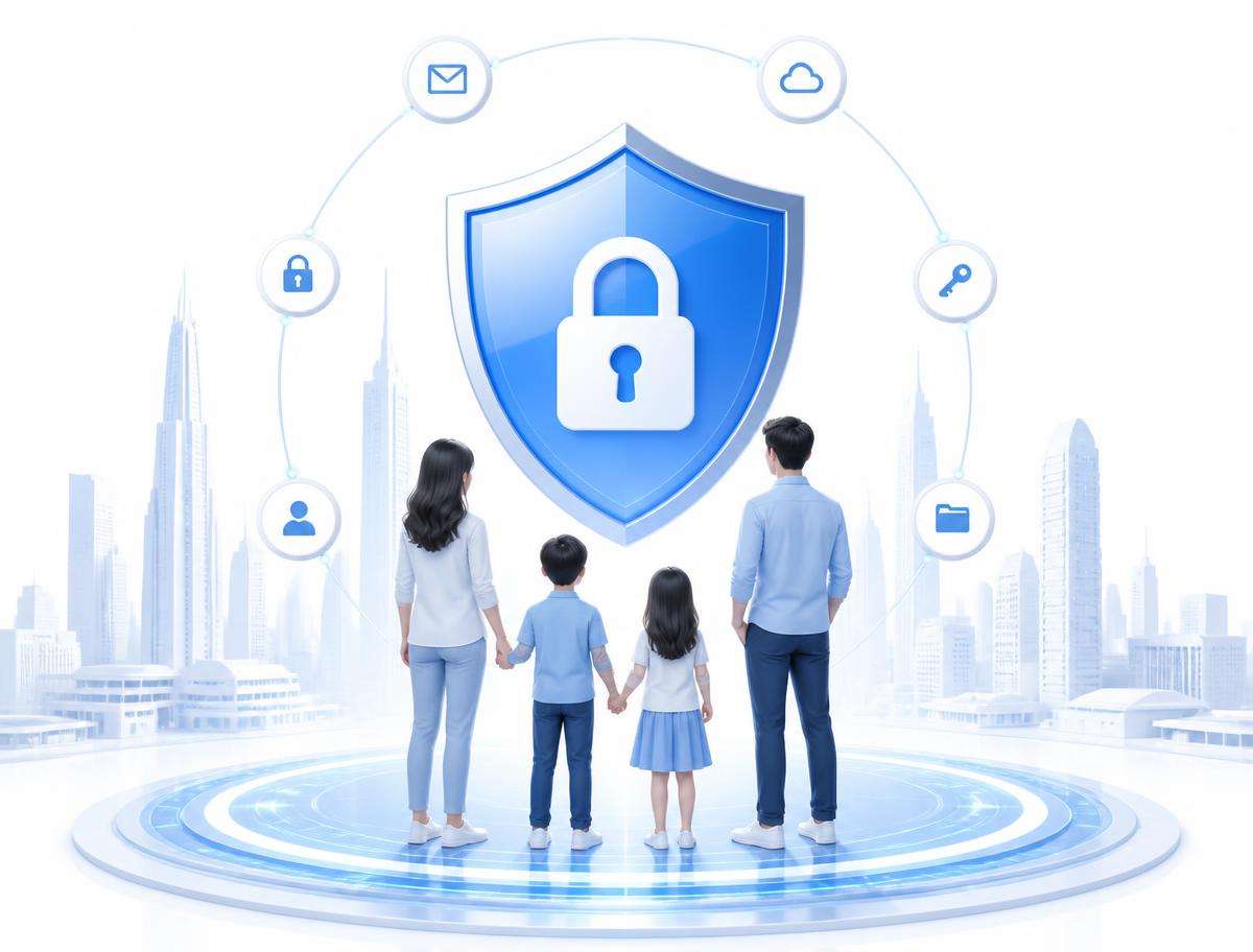 Family reviewing their online account inheritance plan together